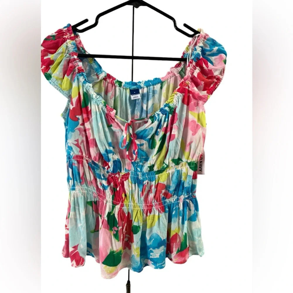Old navy neon floral blouse